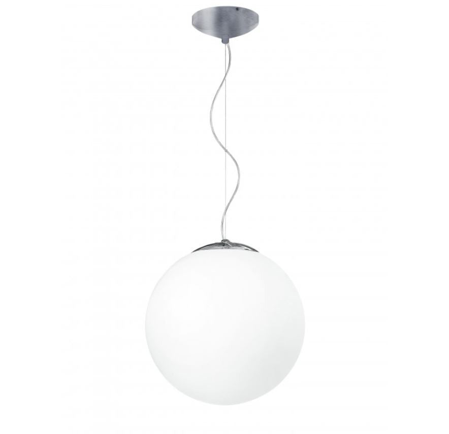 Sospensione sfera vetro bianco 1XE27 non incl. struttura in metallo cromato D.35cm CITY Sospensione sfera vetro bianco 1XE27 non incl. struttura in metallo cromato D.35cm CITY